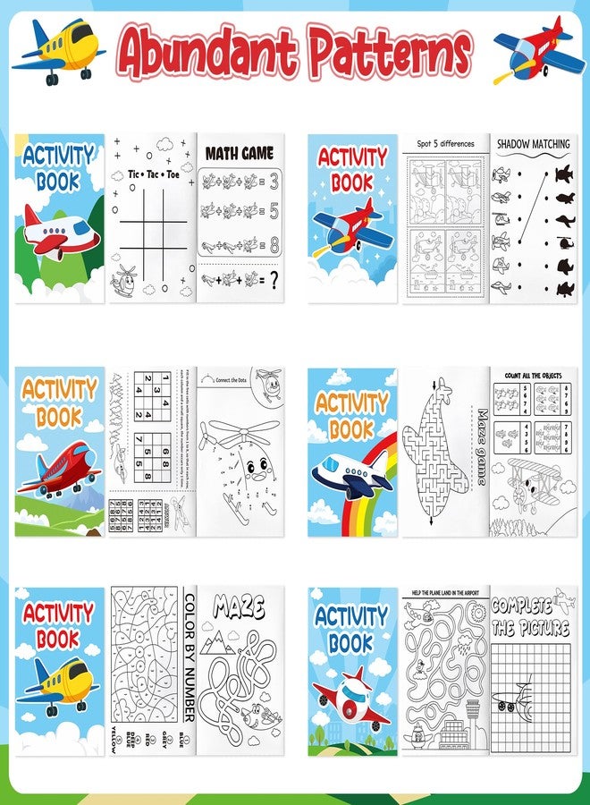 JAPBOR Airplane Party Coloring Books - 24PCS Mini Airplanes Theme Activity Color Book Bulk for Kid Party Favors, Cartoon Plane Small Colouring Pages for Birthday Gifts Class Drawing Painting Game - Image 3